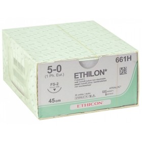 Icke-absorberbar sutur ethicon ethilon 661h med nål 3/8 19mm usp 5/0 svart - 1 st.