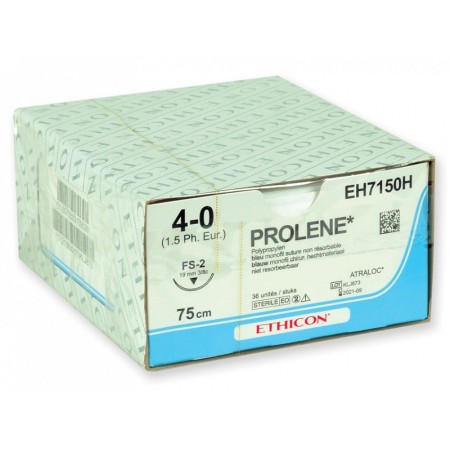 Sutura non assorbibile monofilamento ethicon prolene eh7150h con ago 3/8 da 19mm usp 4/0 blu - confez. da 1 sutura