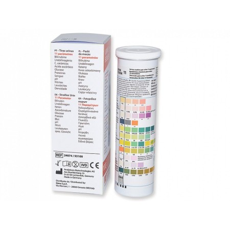 Strisce urina in flacone - 11 parametri - professionali - conf. 100 pz.