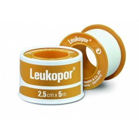 Plaster leukopor 5 mx 2,5 cm na szpulce z tnt dla skóry wrażliwej