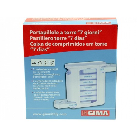 Portapillole settimanale x4 tower - inglese/francese
