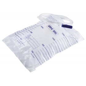 Sacche per urina da letto da 2 lt con tubo 130 cm senza scarico - 25 pz.