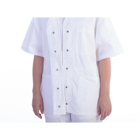 Casacca con bottoni-cotone/pol.-donna s bianca