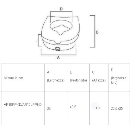 Rialza wc anteamed 10 cm con fermi e coperchio rimovibile