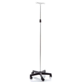 Anodiserad aluminium hypodermoclysis stativ med 2 krokar, på hjul