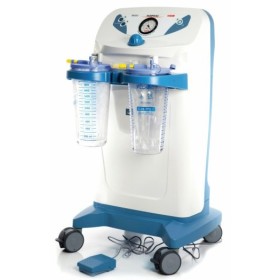 Novo aspirador cirúrgico hospivac 400 com dois recipientes de 2 litros, controle por pedal e desviador de fluxo.