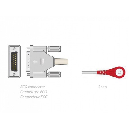 Cavo paziente ecg 2,2 m - snap - compatibile camina, colson, st, altri