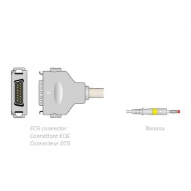 Cablu ecg pacient 2,2 m - banană - compatibil cu fukuda denshi