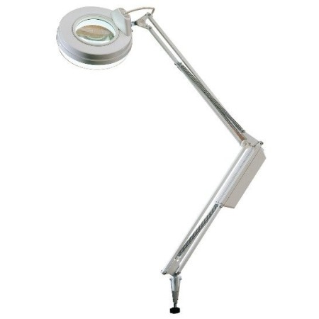 Lampada con lente biconvessa e lampadina fluorescente - lente circolare 3dt - braccio lungo