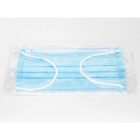 Gisafe mascherina chirurgica filtrante 98% 3 veli tipo iir con elastici - adulti - azzurra - imbustata singolarmente - scatola -