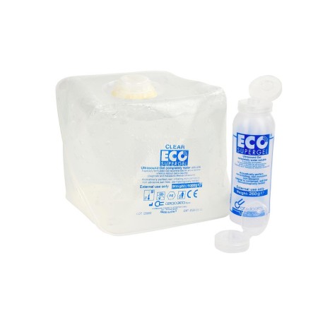 Gel trasparente per ultrasuoni e luce pulsata eco supergel clear in sacca da 5 lt.