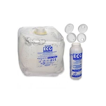 Gel trasparente per ultrasuoni e luce pulsata eco supergel clear in sacca da 5 lt.