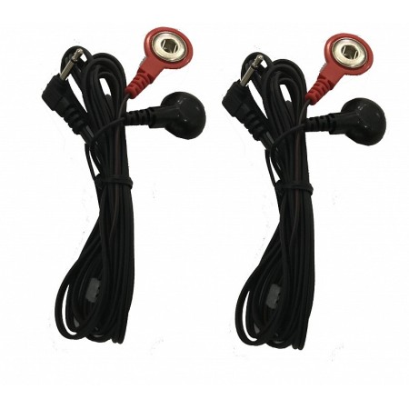 Coppia di cavetti per tens con snap nero e rosso pg360