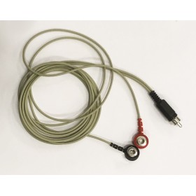 Cabo de conexão bipolar flexível com clipes para eletrodos de encaixe.