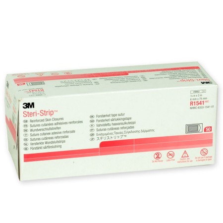 3m steri-strip - nastro per sutura cutanea rinforzato, 1541r - 75 x 6 mm - 50 buste da 3 pz.