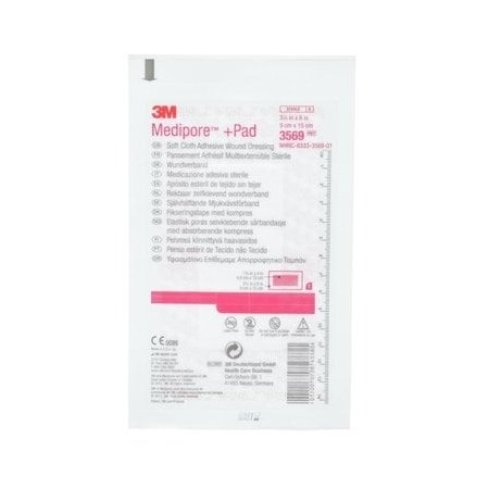 3m medipore + pad medicazione sterile in tnt con tampone, 3569e - 10x15cm - 25pz.