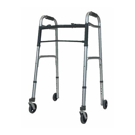 Deambulatore duralluminio 2 ruote anteriori piroettanti e 2 ruote posteriori fisse da 3,7''