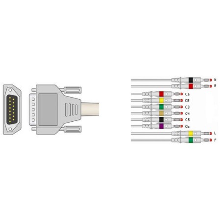 Cavo paziente per ecg agilent, aspel, astron, cardiette, cardioline, cardiorapid, gima, hp, innomed, nihon-kohden, philips