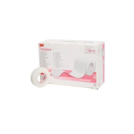 3m transpore 1,25 cm x 9,14 m nastro chirugico traforato 1527-0 - 24 rotoli