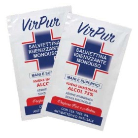 Virpur salviettine igienizzanti monouso - dispencer 60 pezzi con alcol 75%