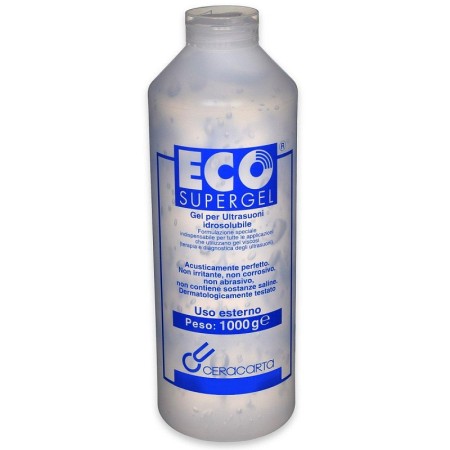 Gel trasparente per ultrasuoni e luce pulsata eco supergel clear in bottiglia da 1 lt.