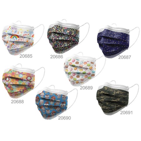 Gisafe mascherina chirurgica filtrante 98% 3 veli tipo iir con elastici - adulti - peace - flowpack - conf 10 pz.