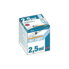 Hypodermic fecskendő 2,5 ml inj/light központi luer kúppal, tűvel 23g - 100 db.