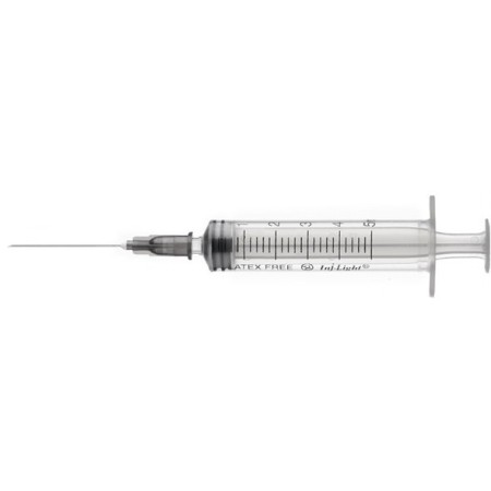 Siringa ipodermica 5 ml inj/light con cono luer centrale con ago 22g - 100 pz.