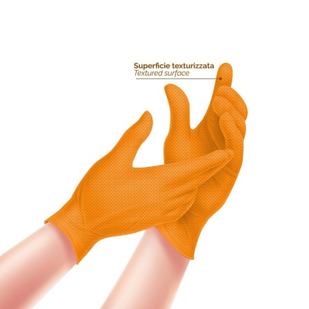 Guanti in nitrile arancione senza polvere glovely biosafe pf tech orange - 50 pz
