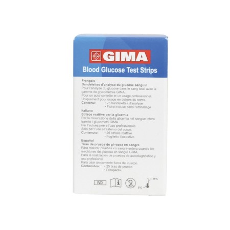 Strisce glucosio per glucometro gima - conf. 25 pz.