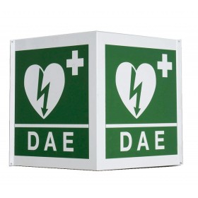 Doppelseitiges aed-anzeigeschild für defibrillator