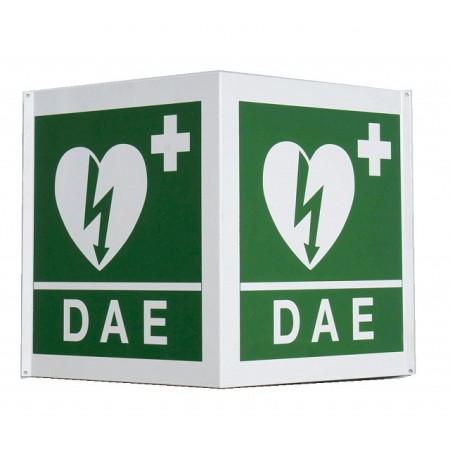 Cartello indicatore dae bifacciale per defibrillatore