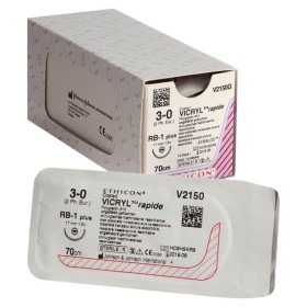 Ethicon vicryl rapid v2150g vstřebatelný steh za 42 dní - jehla 3/0 17 mm - balení po 1 ks