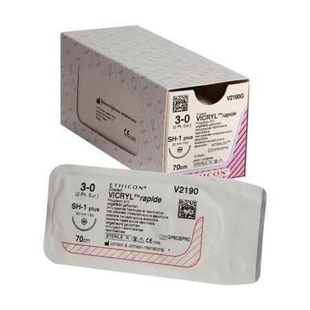 Sutura assorbibile in 42 giorni ethicon vicryl rapid v2190g - 3/0 ago 22 mm - confez. da 1 sutura