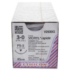 Ethicon vicryl rapid v2930g absorbable suture in 42 days - 3/0 needle 19 mm - pack of 1 suture