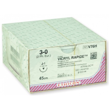 Sutura assorbibile in 42 giorni ethicon vicryl rapid v76h - 3/0 - confez. da 1 sutura