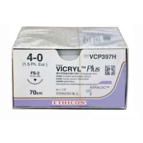 Vijolična, vpojna sintetična nit vcp397h fs2 4-0 vicryl plus - paket 1 niti