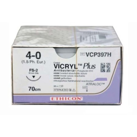 Sutura sintetico viola, assorbibile vcp397h fs2 4-0 vicryl plus - confez. da 1 sutura