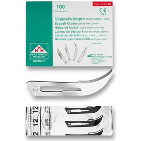 Heinz herenz hojas de bisturí desechables estériles de acero al carbono n° 12 - 100 uds.