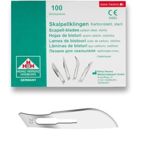 Sterylne jednorazowe ostrza skalpela heinz herenz carbon steel nr 22 - 100 szt.