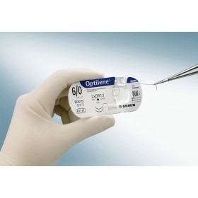 Optilene icke-absorberbara polypropensuturer, 3/8 precisionsnål 19 mm, usp 4/0 - blå tråd 45 cm - 12 st.