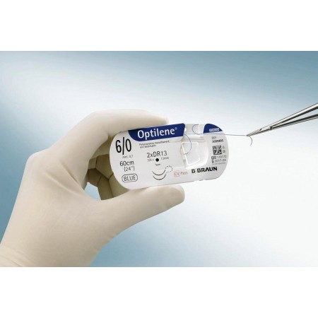Optilene suture non assorbibili in polipropilene, ago 3/8 di precisione 19mm, usp 4/0 - filo blu 45cm - 12 pz.