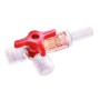 Rubinetto a 3 vie b.braun discofix - rosso - 25 pz.