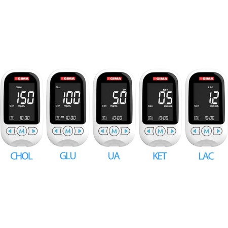 Monitor multiparametrico - 6 parametri: glucosio , ß-chetoni, lattato, colesterolo, acido urico, emoglobina