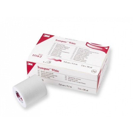 3m transpore white - cerotto traforato con supporto in rayon e poliestere, 1534-2 - 6 pz.