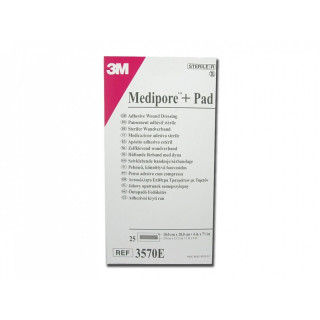 3m medipore + pad sterile non-woven dressing with pad, 3570e - 10x20cm - 25pcs.