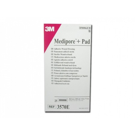 3m medipore + pad medicazione sterile in tnt con tampone, 3570e - 10x20cm - 25pz.