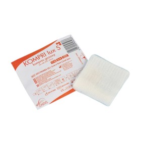 Sterile, folded, cotton gauze compress with barium thread