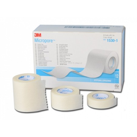 3m micropore 1530-1 cerotto di carta in rocchetto 2,5 cm x 9,14 m - 12 pz.