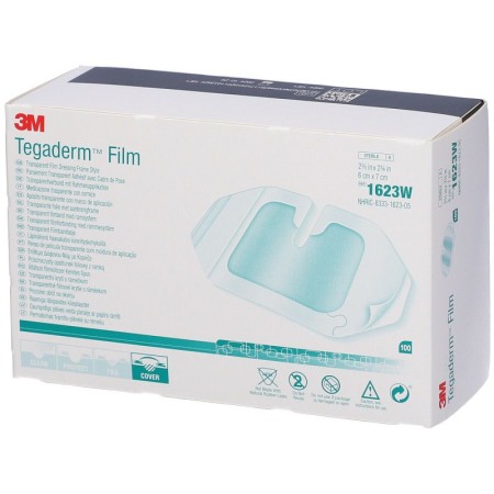 Tegaderm 1623w medicazione in pellicola trasparente con sistema di applicazione a cornice, 6cm x 7cm, 100 pz.